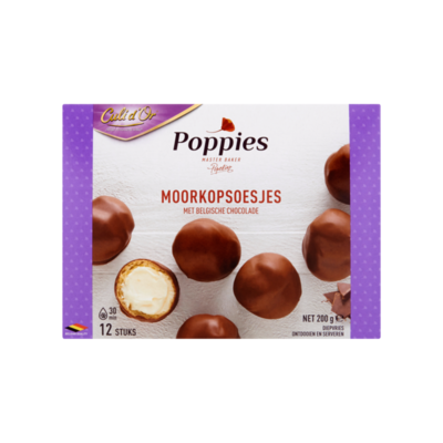 Poppies Moorkopsoesjes met Belgische Chocolade 12 Stuks