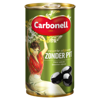 Carbonell Zwarte olijven zonder pit 400 gram