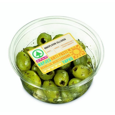 Huismerk Tapas Groene knoflook olijven