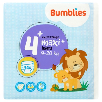 Bumblies nr. 4+ luiers maxi 34 stuks