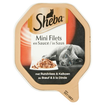 Sheba mini filets in saus rund & kalkoen 85 gram