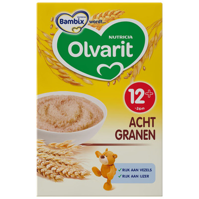 Olvarit Zonnige ontbijtpap 8 granen 12 mnd