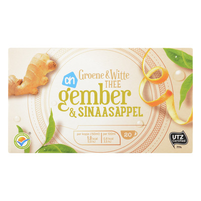 Huismerk Groene & witte thee gember & sinaasappel