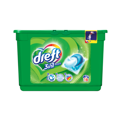 Dreft 3 in 1 Pods Wasmiddel Capsules 16 Wasbeurten