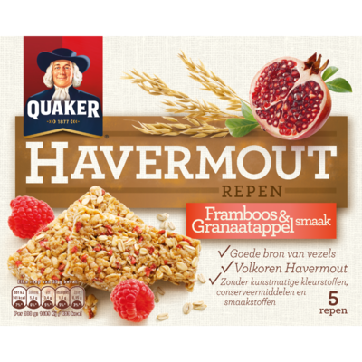 Quaker Havermoutrepen framboos en granaatappel