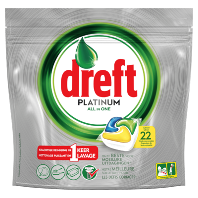 Dreft Platinum Vaatwastabletten Citroen 22 Capsules