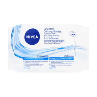 Nivea 3-in-1 Verfrissende Reinigingsdoekjes 25 Doekjes