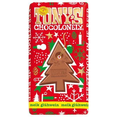 Tony's Chocolonely Kerstreep melkchocolade met gluhwein