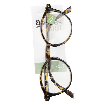 Etos Leesbril bruin rond +2,5