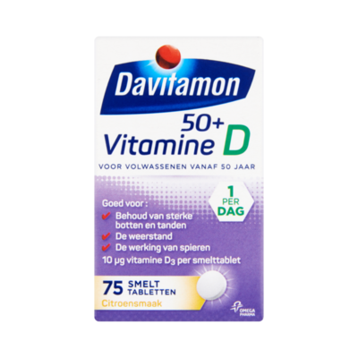 Davitamon Vitamine D 50+ Citroensmaak 75 Smelttabletten