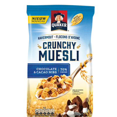 Quaker Crunchy muesli chocolade-cacao nibs