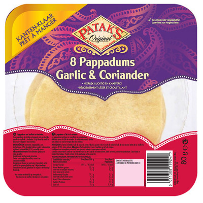 Patak's Pappadums garlic coriander kant en klaar