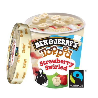 Ben & Jerry's IJs topped strawberry swirled