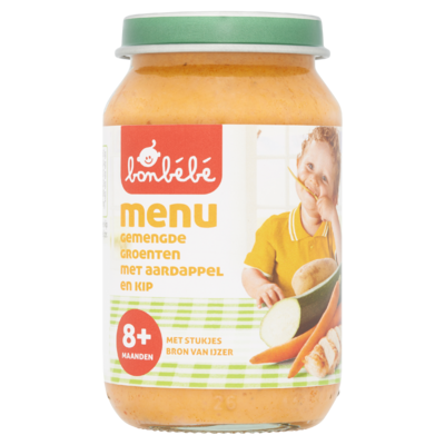 Huismerk Menu Gemengde Groenten met Aardappel en Kip 8+ Maanden 200 g
