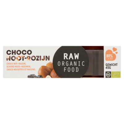 Raw Organic Food Choco Reep Noot/Rozijn RAW Bio