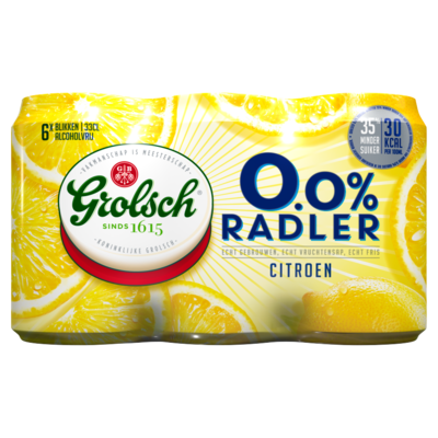 Grolsch 0.0% Radler Citroen Blikken 6 x 33 cl