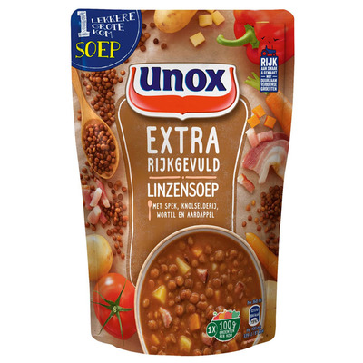 Unox Extra rijkgevulde linzensoep met spek