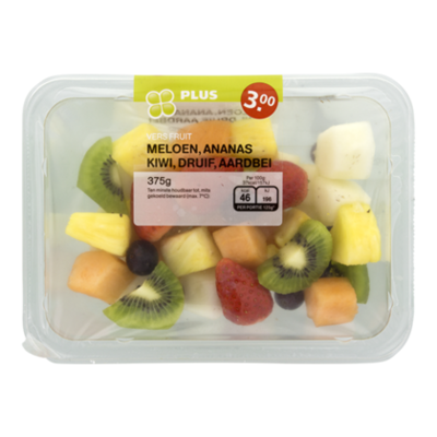 Huismerk Vers fruit meloen-ananas-kiwi-druif