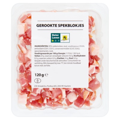Gerookte spekblokjes 120 gram