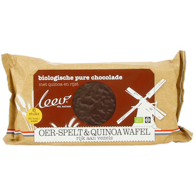 Leev Bio oer choco spelt & quinoa wafels puur