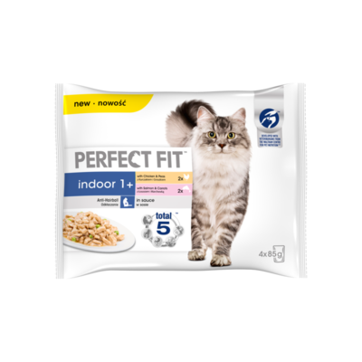 Perfect Fit Kattenvoer Nat Indoor Kip & Zalm 4 Maaltijdzakjes x
