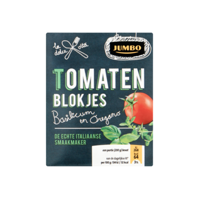 Huismerk Tomatenblokjes Basilicum en Oregano