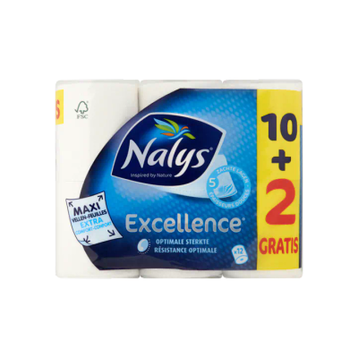 Nalys Excellence 5-Laags Maxi-Vel Toiletpapier 10+2 Gratis