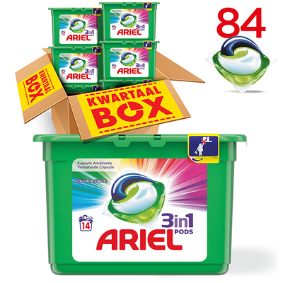 Ariel 3in1 pods kleur&stijl capsules kwartaalbox 84 wasbeurten