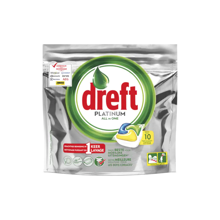 Dreft Platinum Vaatwastabletten Citroen 10 Capsules