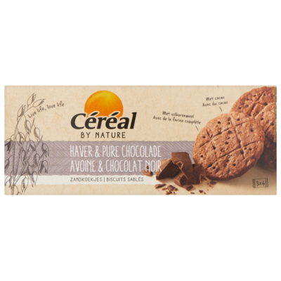 Céréal Haver & pure chocolade zandkoekjes