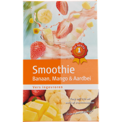 Huismerk Smoothiemix banaan-aardbei-mango