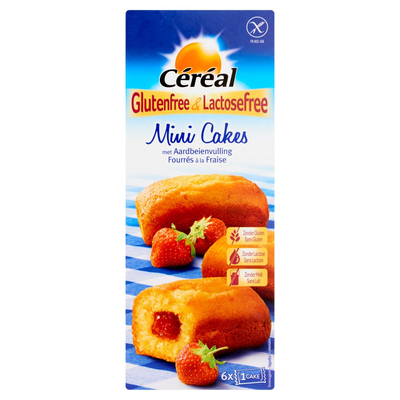 Céréal Glutenfree & Lactosefree Mini Cakes met Aardbeienvulling 6 Stuks 210 g