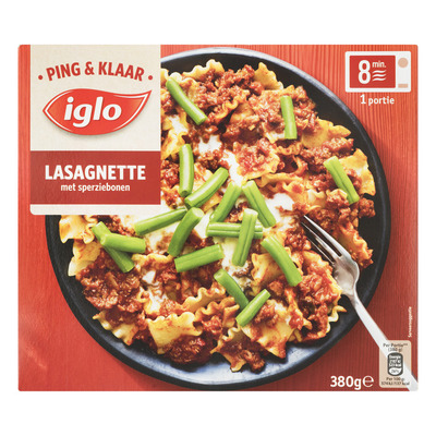 Iglo Ping & Klaar lasagnette met sperziebonen