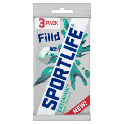 Sportlife Filld Greenmint Suikervrij Kauwgom 3-Pack Blister 3 x 21 g