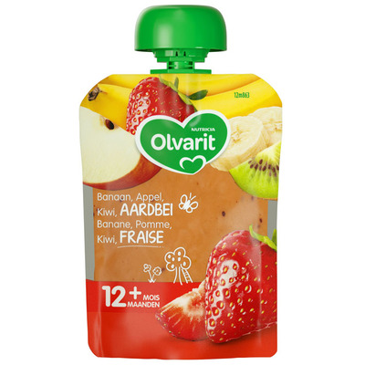 Olvarit Knijpzakje banaan appel aardbei 12+ mnd