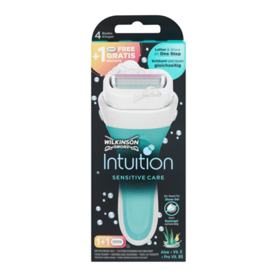 Wilkinson Sword Intuition Sensitive Care Aloe + Vit. E + Pro Vit. B5 + 1 Gratis Navulmesje