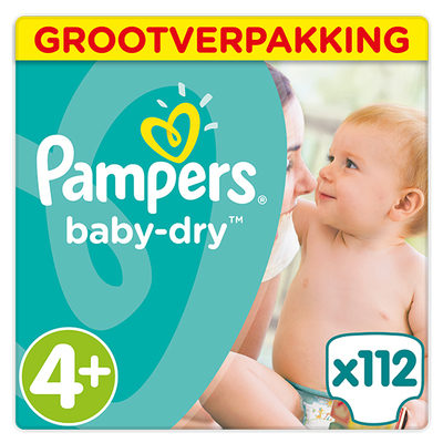 Pampers baby-dry grootverpakking maat 4+ 112 stuks