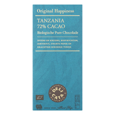 Huismerk Reep pure chocolade Tanzania 72%