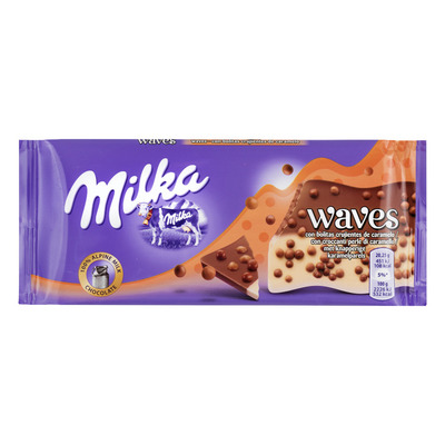 Milka Waves met stukjes karamel