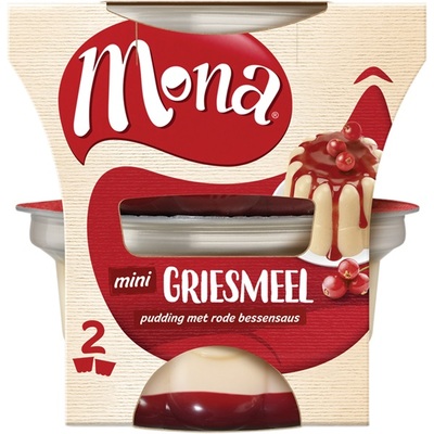 Mona Griesmeelpudding Rode Bessensaus