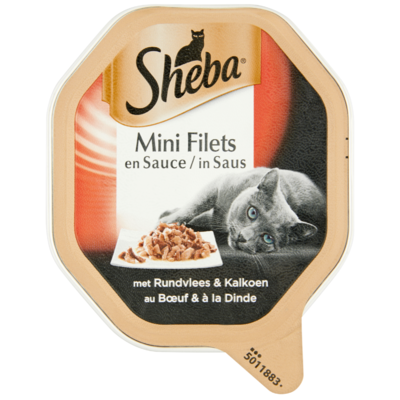 Sheba Kattenmaaltijd mini filets in saus rund-kalkoen