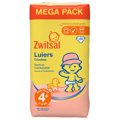 Zwitsal Luiers maxi plus 4+ mega pack