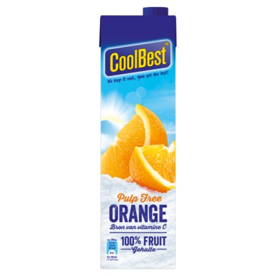 Coolbest premium orange pulp free 1 liter