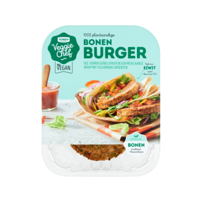 Huismerk Veggie Chef 100% Plantaardige Bonen Burger