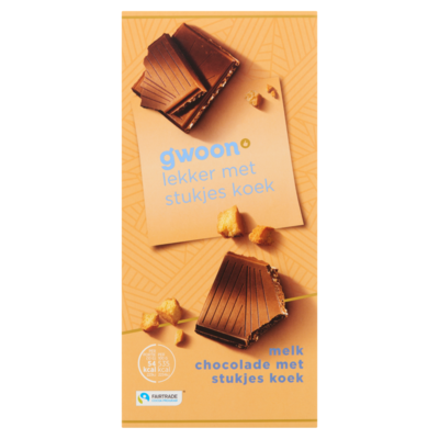 Huismerk Chocoladetablet melk met stukjes koek