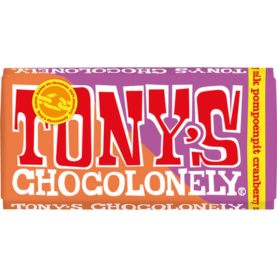 Tony's Chocolonely Melk pompoenpit cranberry