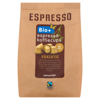 Bio+ Espresso koffiecups Fairtrade