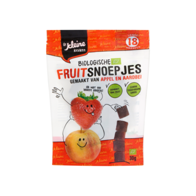 De Kleine Keuken Biologische Fruitsnoepjes Gemaakt van Appel en Aardbei vanaf 18 Maanden