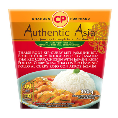 Authentic Asian Red Thai chicken curry with Jasmin rice