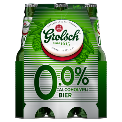 Grolsch 0.0% Alcoholvrij Bier Flessen 6 x 30 cl